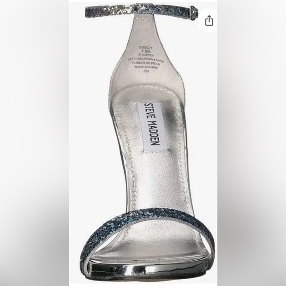 Steve Madden Stecy Open Toe Ankle Strap Glitter Heels - Picture 3 of 10